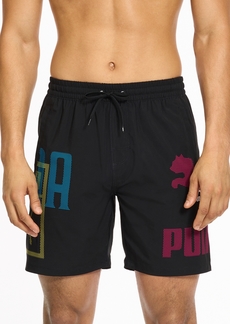 "Puma Men's Logo Print 7"" Swim Shorts - Black"