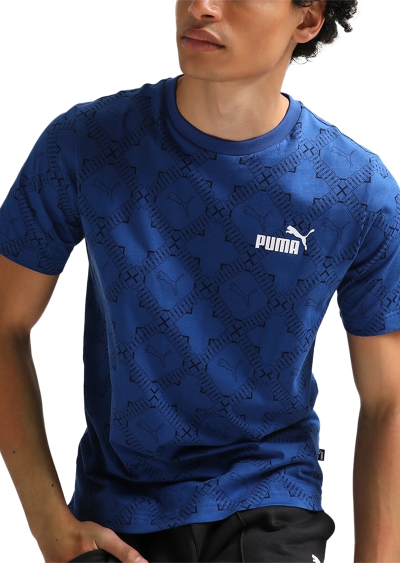 Puma Men's Logomania Allover Logo Print T-Shirt - Clyde Royal