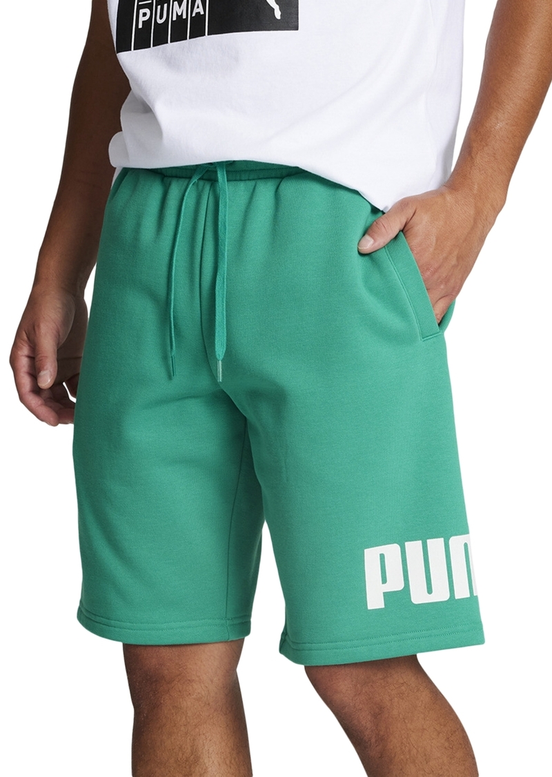 "Puma Men's Regular-Fit Big Logo-Print Fleece 10"" Shorts - Green"