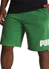 "Puma Men's Regular-Fit Big Logo-Print Fleece 10"" Shorts - Archive Green"