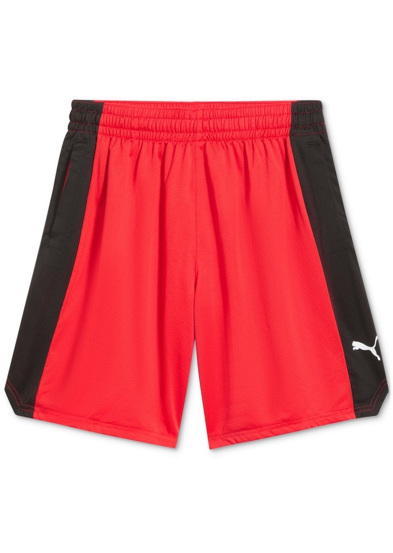 Puma Men's Shot Blocker Colorblocked Logo Shorts - For All Time Red-puma Black