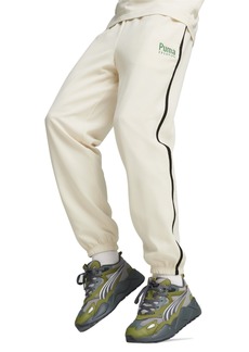 Puma Men's Team Regular-Fit Logo Embroidered Seersucker Track Pants - Alpine Snow
