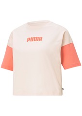 Puma Rebel Cotton Colorblocked Cropped T-Shirt