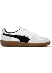 PUMA White & Gray Palermo Leather Sneakers