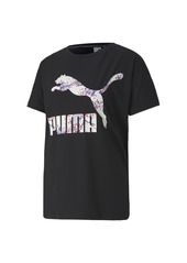 PUMA Women's All Over Print Roll Up Tee Black S