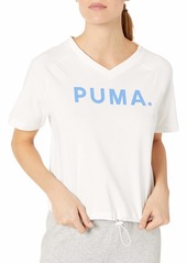 PUMA Women's Chase V-Neck T-Shirt White L