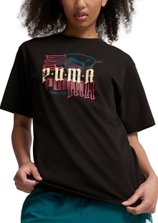 Puma Women's Classic Play Loud Graphic Print Cotton T-Shirt - Puma Black