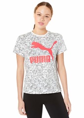 PUMA Women's Classics All Over Print T-Shirt White L