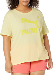 PUMA Women's Plus Size Classics Logo Tee Yellow Pear-Tonal