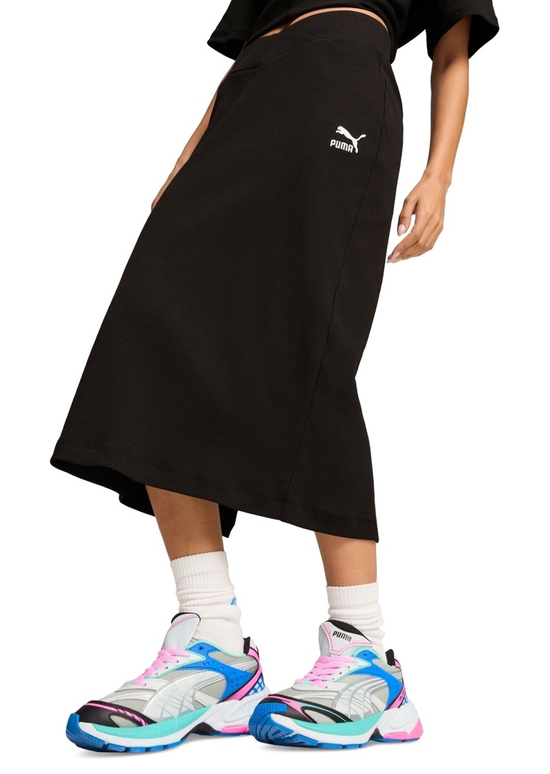 Puma Women's Classics Ribbed Midi Skirt - Puma Black