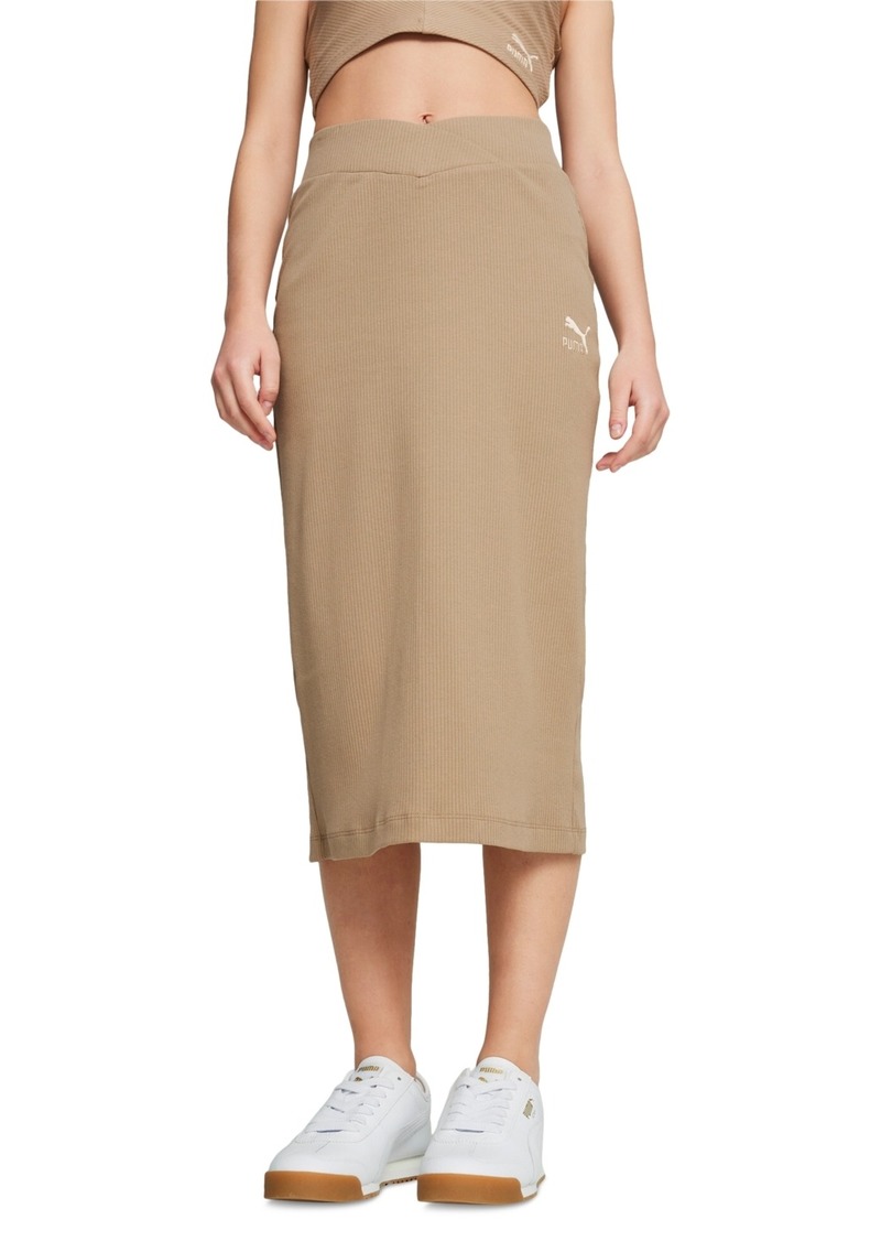 Puma Women's Classics Ribbed Midi Skirt - Oak Branch