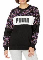 PUMA Women's Crew Neck Black-Brand All Over Print XS