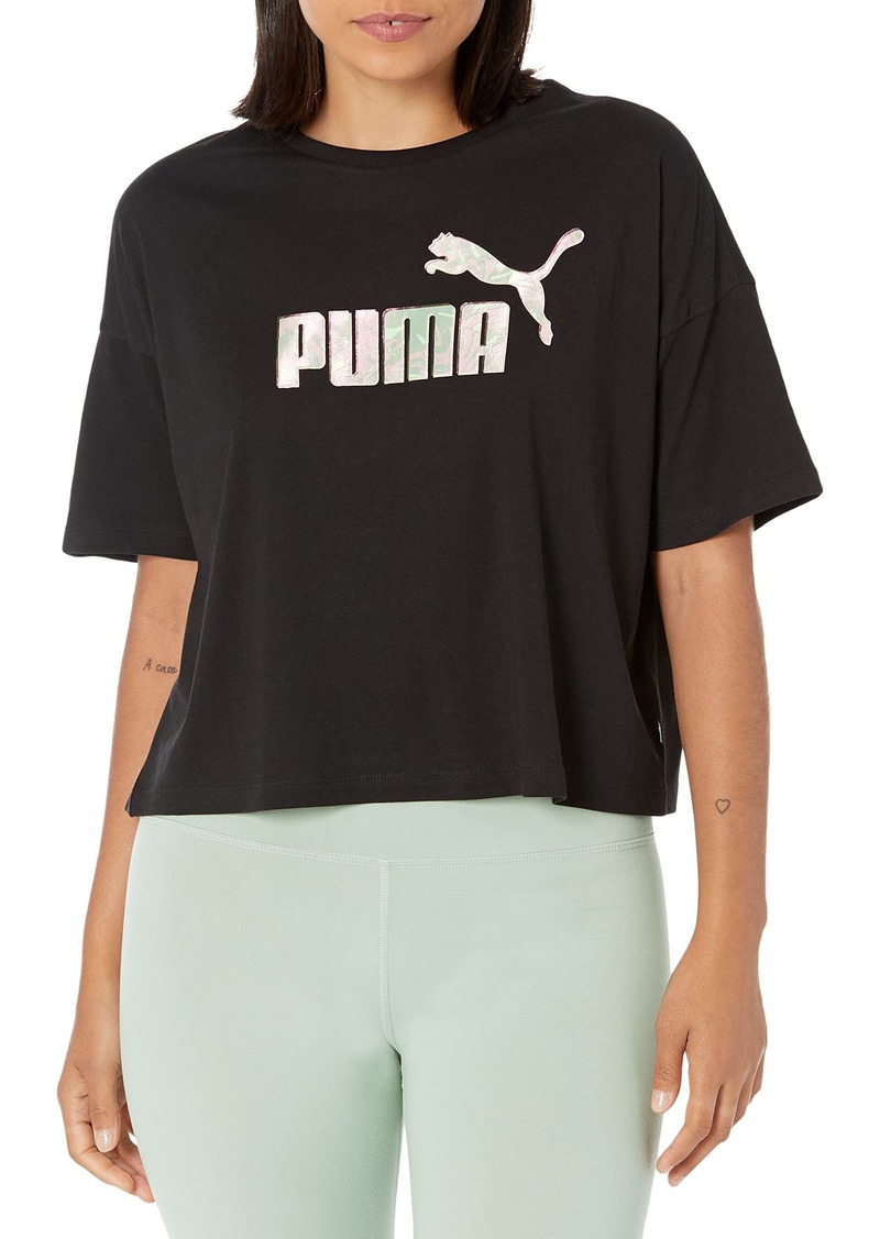 PUMA Women's Essentials Cropped Logo Tee Black
