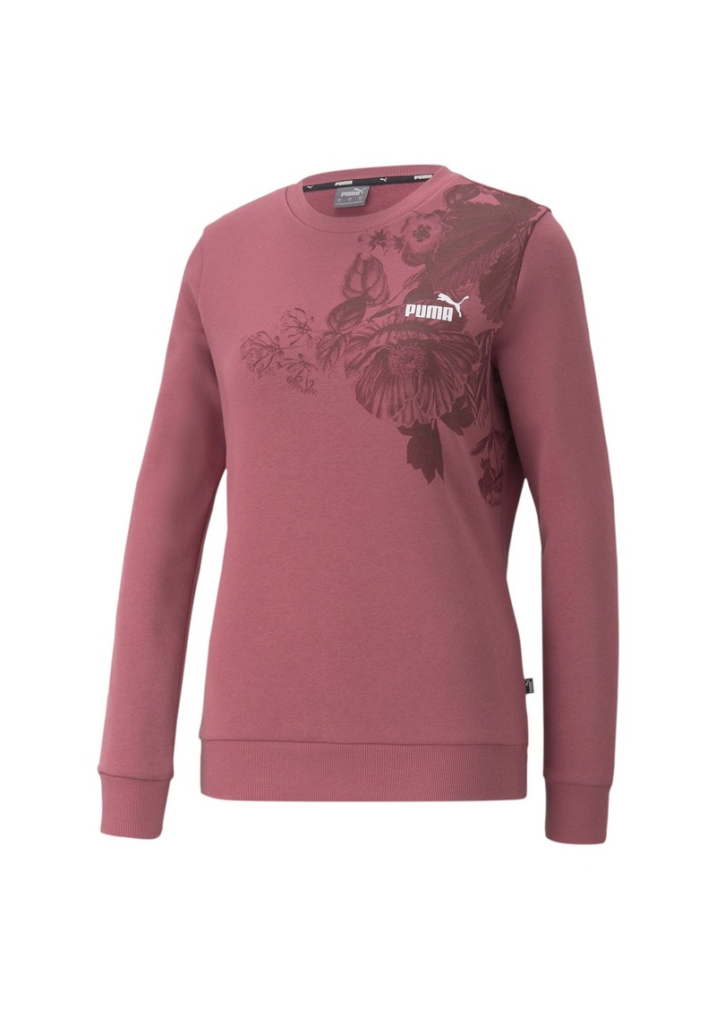 PUMA womens Essentials+ Frozen Flower Graphic Crew Sweatshirt   US