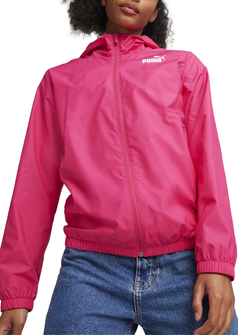 Puma Women's Essentials Hooded Windbreaker Jacket - Garnet Rose