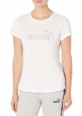 PUMA Women's Essentials+ Metallic T-Shirt White-Silver S