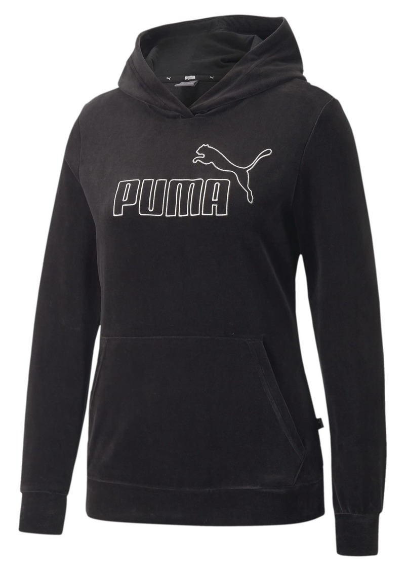 PUMA Women's Essentials+ Velour Hoodie Black