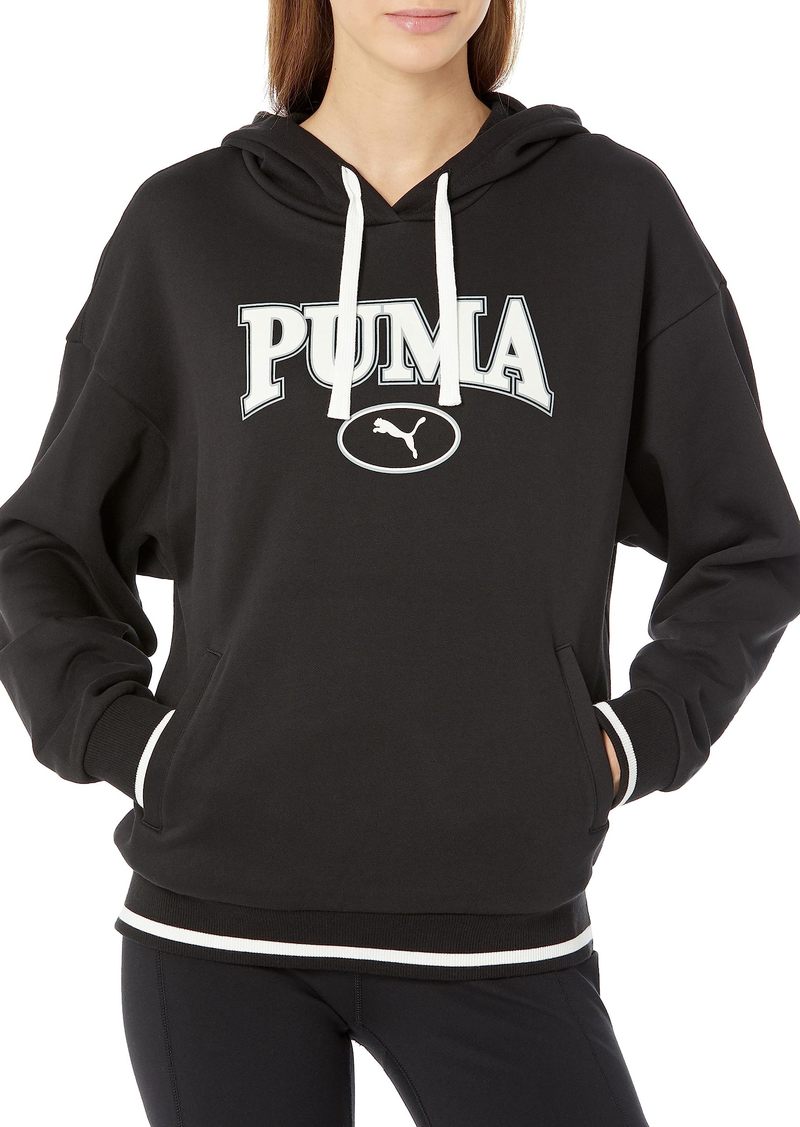 PUMA Women's Graphic Fleece Hoodie Black-AH 23 Squad