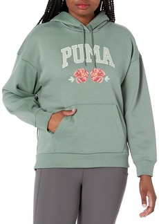 PUMA Women's Graphic Fleece Hoodie Eucalyptus-AH23 Floral