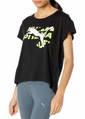 PUMA Women's Modern Sport Tee Black-Sharp Green L