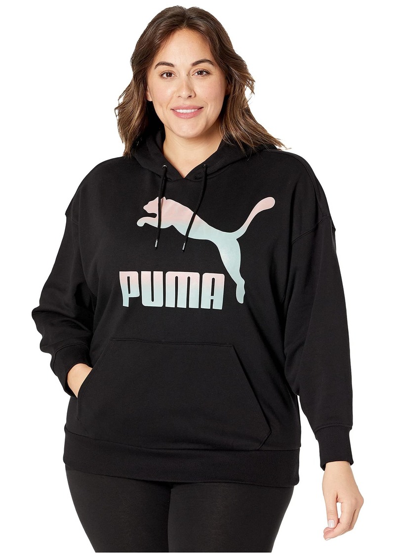 PUMA Women's Plus Size Classics Logo Hoodie Cotton Black-Gloaming