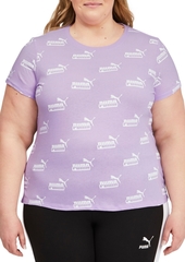 Puma Women's Plus Size Cotton Amplified Allover Logo-Print T-Shirt
