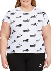 Puma Women's Plus Size Cotton Amplified Allover Logo-Print T-Shirt
