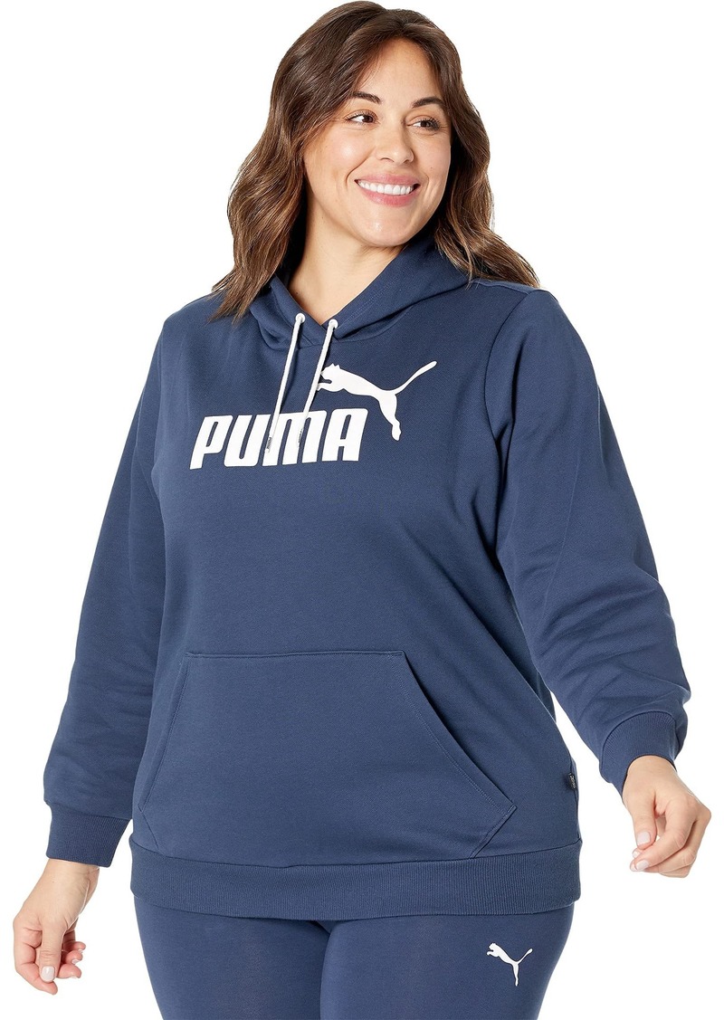 PUMA Women's Plus Size Essentials Logo Fleece Hoodie Spellbound White