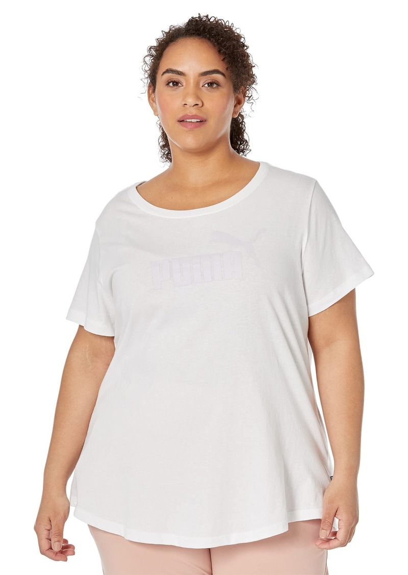 PUMA Women's Plus Size Essentials Logo Tee 2.0 White-Lavender Fog