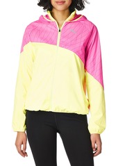 PUMA Women's Run Graphic Hooded Jacket Fizzy Yellow-Luminous Pink XS