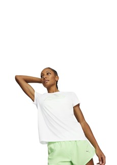 PUMA Women's Run Logo Short Sleeve Tee White-Light Mint