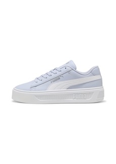 PUMA Women's Smash Platform V3 Sneaker Cool Weather White Silver