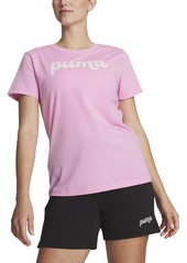 Puma Women's Spirited Logo Crewneck Cotton T-Shirt - Puma Black