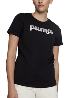 Puma Women's Spirited Logo Crewneck Cotton T-Shirt - Puma Black