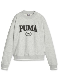 Puma Women's Squad Varsity Crewneck Sweatshirt - Light Gray Heather