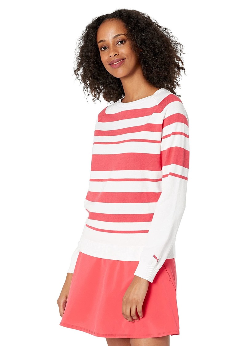 PUMA Women's Standard Ribbon Sweater Bright White-Teaberry