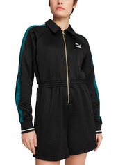 Puma Women's T7 Play Loud Zip Front Long Sleeve Romper - Midnight Plum