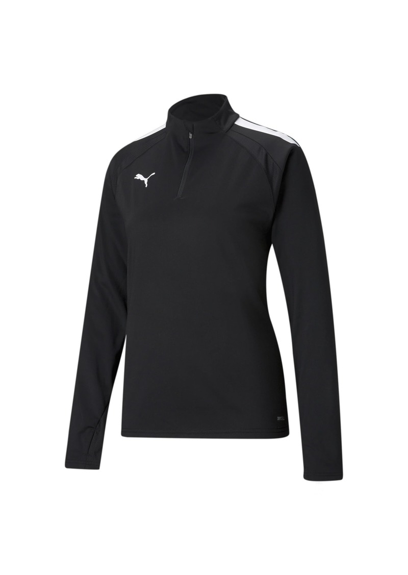 PUMA Women's teamLIGA 1/4 Zip Top Black Whit