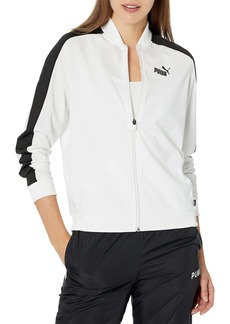 PUMA Women's Plus Size Tricot Zip Front Jacket White-Black