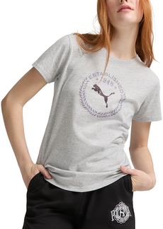 Puma Women's Vintage Sport Graphic Cotton T-Shirt - Light Gray Heather