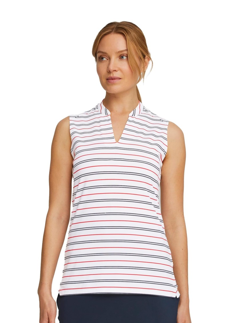 pumagolf Golf Volition Striped SL Polo Bright White-Ski Patrol XSmall