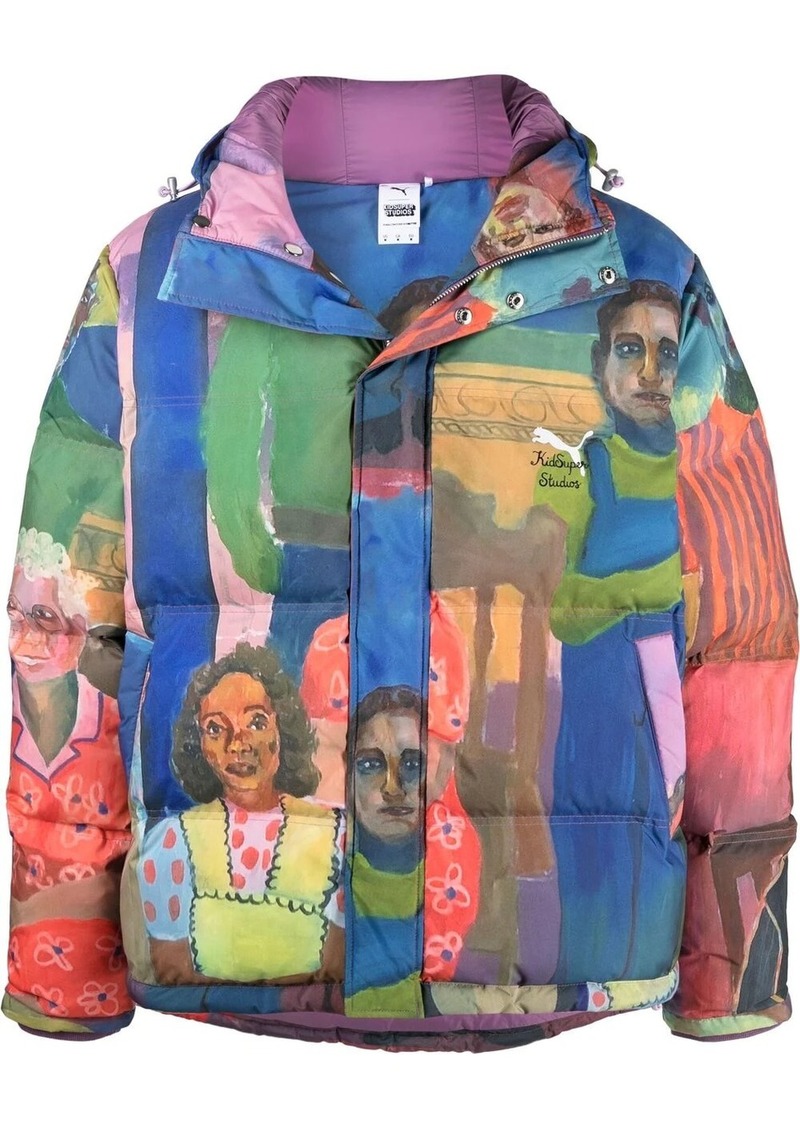 KidSuper Graphic Print Hooded Puffer Jacket - Farfetch