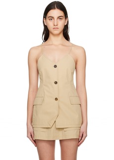 Pushbutton Beige Button Camisole