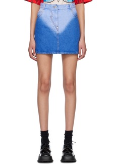 Pushbutton Blue Brief-Washed Denim Miniskirt