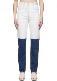 Pushbutton Off-White & Blue Dip Dye Jeans