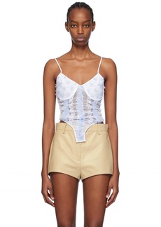 Pushbutton White & Blue Sheer Camisole