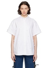 Pushbutton White Ribbon Shirt