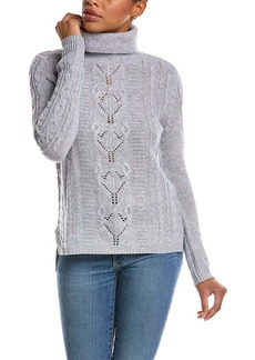 Qi Cashmere Cable Stitch Turtleneck Wool & Cashmere-Blend Sweater