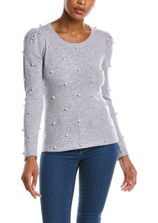 Qi Cashmere Pearl Embellished Wool & Cashmere-Blend Sweater