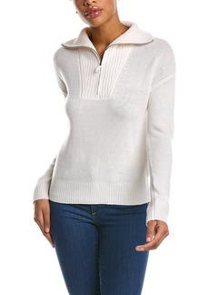 Qi Cashmere Zip Mock Neck Wool & Cashmere-Blend Sweater
